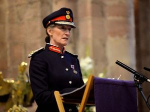 Lord Lieutenant of Shropshire Anna Turner at a Shrewsbury Abbey memorial service for the Queen on Sunday evening