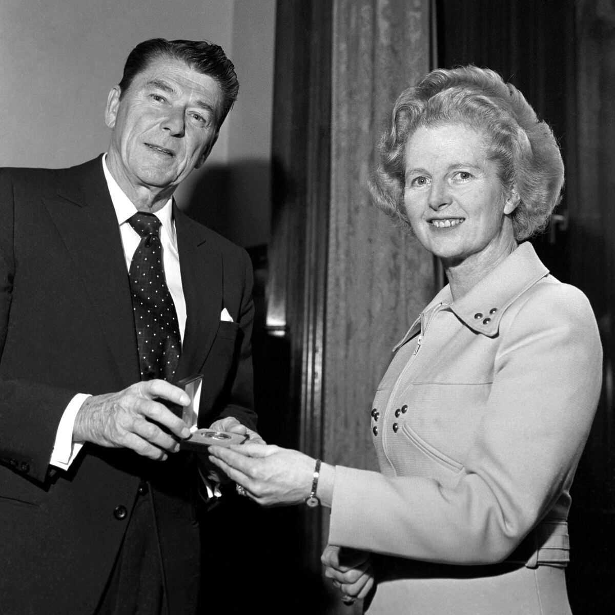Ronald Reagan with Margaret Thatcher, who brought variants of neoliberalism to the Western world. 