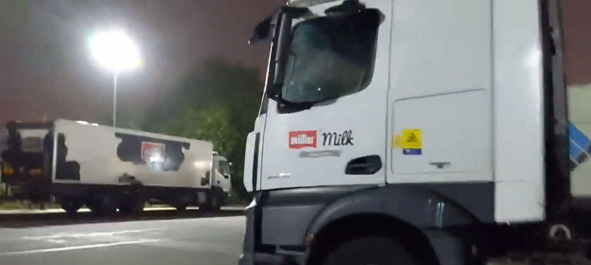 Lorries at Muller's Willenhall site were targeted. Image: Animal Rebellion