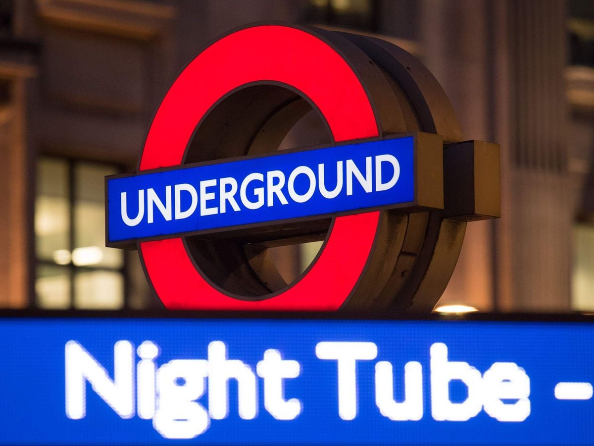 A Night Tube sign at Oxford Circus Underground station
