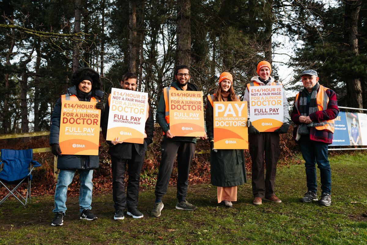 Junior doctors on the picket line at Princess Royal Hospital in Telford.