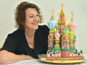 Jana Jacobson with her incredible gingerbread St Basil’s Cathedral