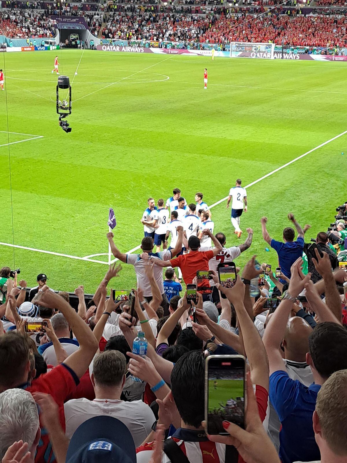 England's players celebrate a goal