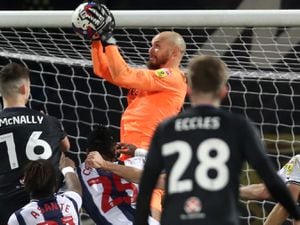 David Button claims a corner which proved the final kick of the night against Coventry as the Baggies won 1-0 (Photo by Adam Fradgley/West Bromwich Albion FC via Getty Images).