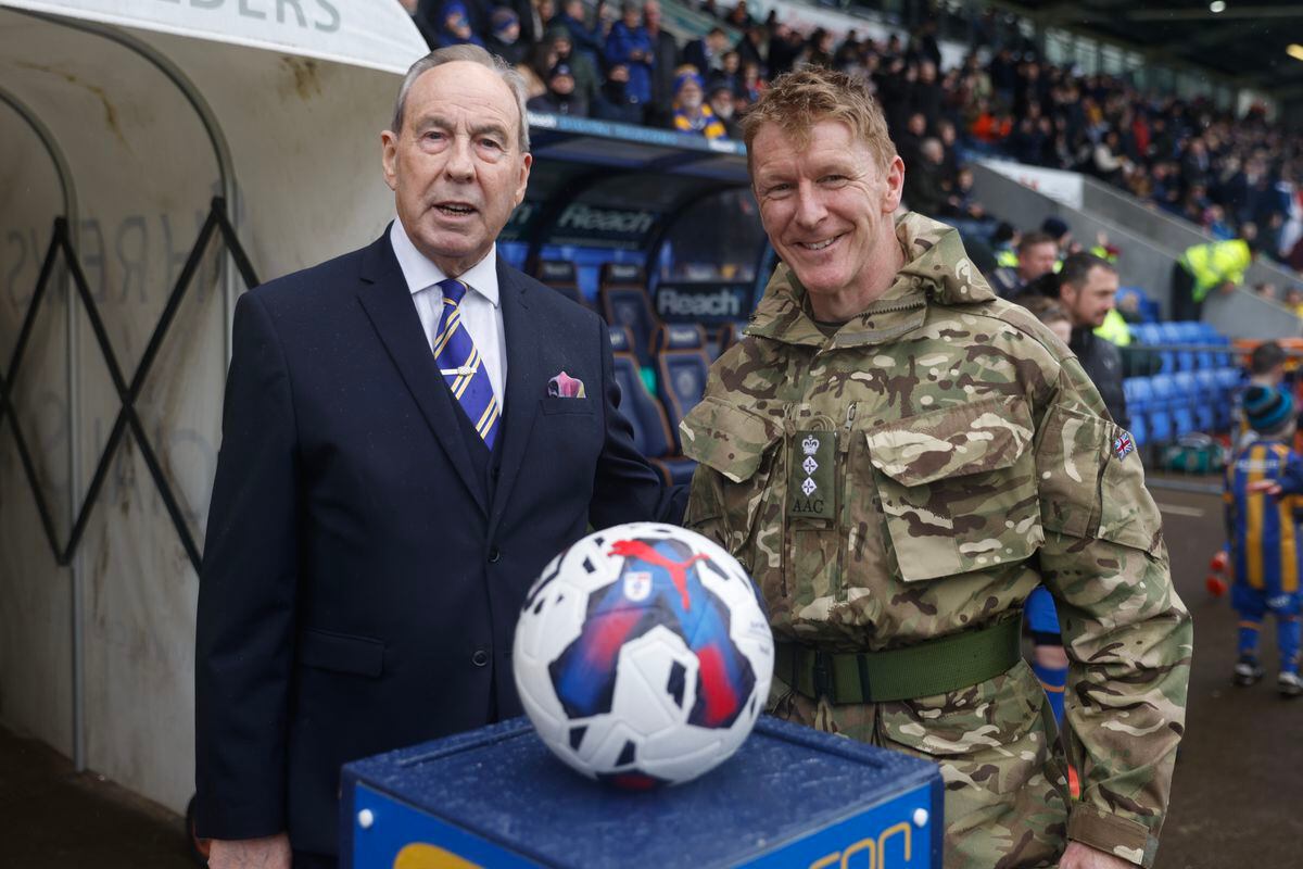 British Army officer and astronaut, Colonel Tim Peake with Shrewsbury Town chairman Roland Wycherley. Picture: AMA