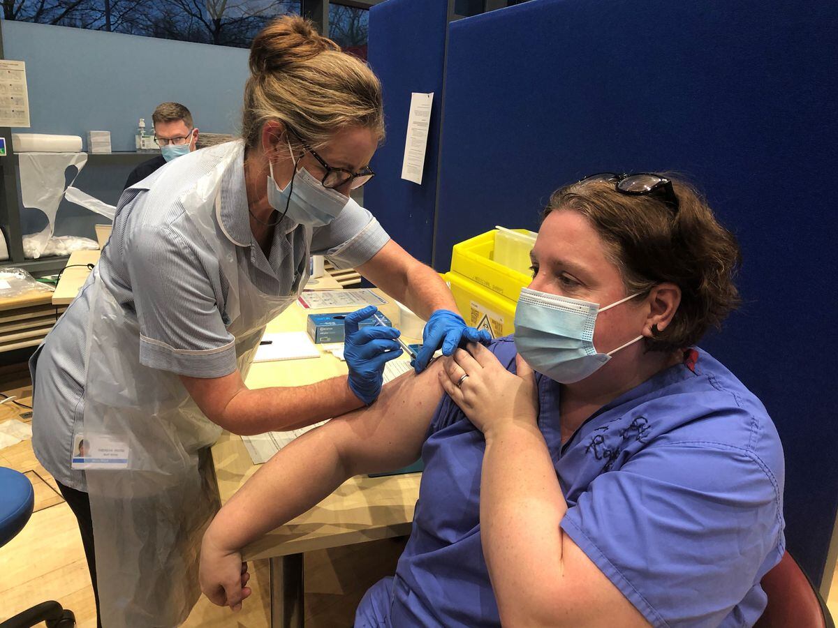 Dr Roddy receiving her coronavirus vaccine