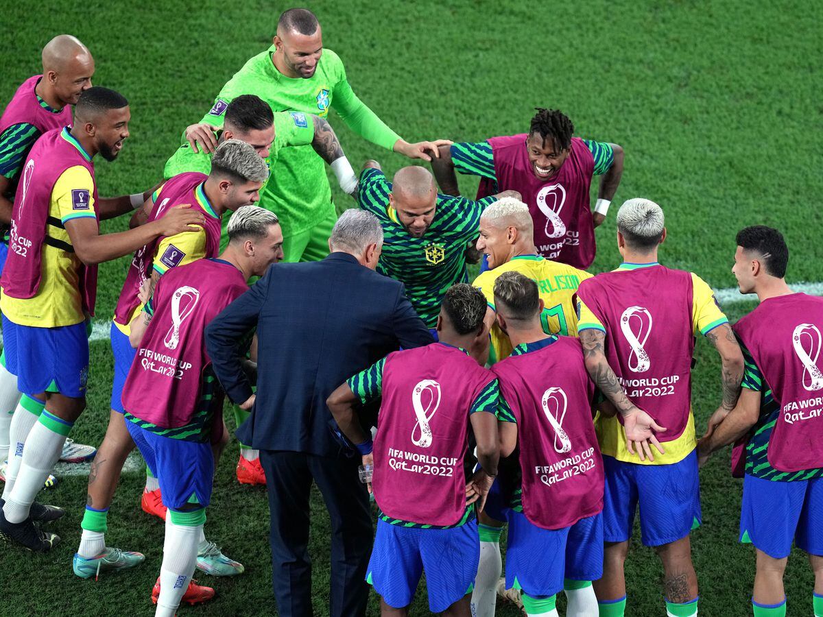 Brazil celebrated their goals against South Korea by dancing on the sidelines