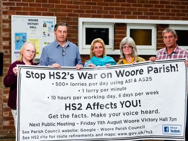 Residents of Woore campaigning against HS2 in 2017