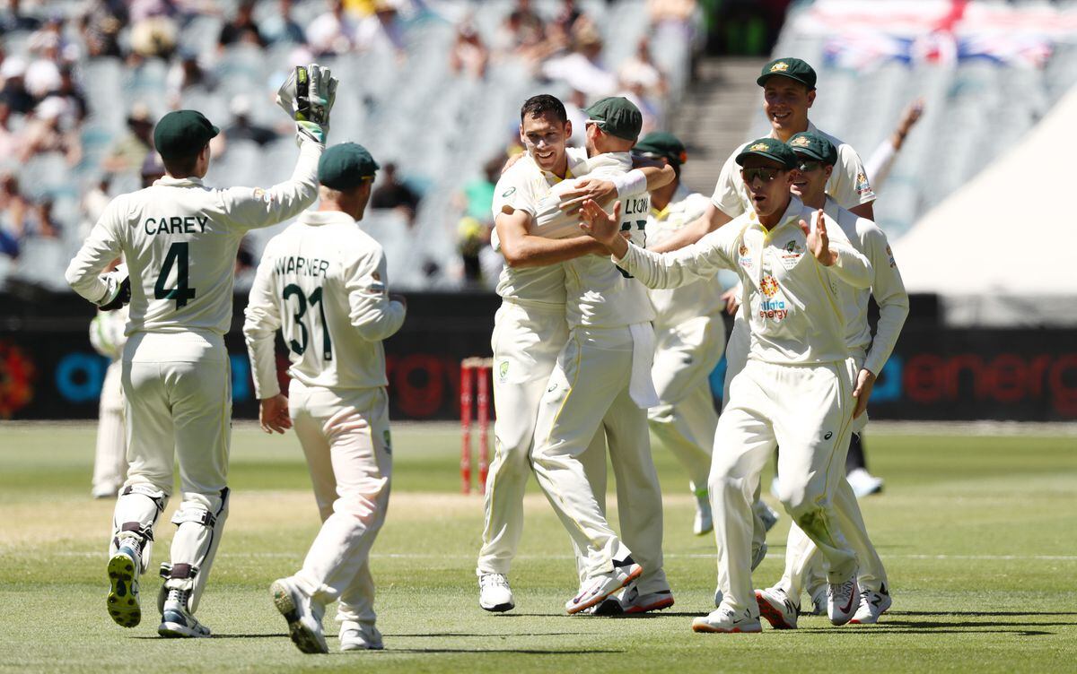               Australia's Scott Boland celebrates the wicket of England's Joe Root 