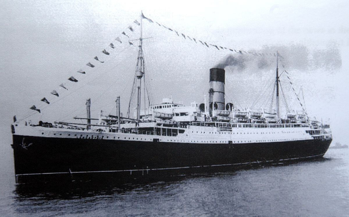 The liner had been converted into a troopship.