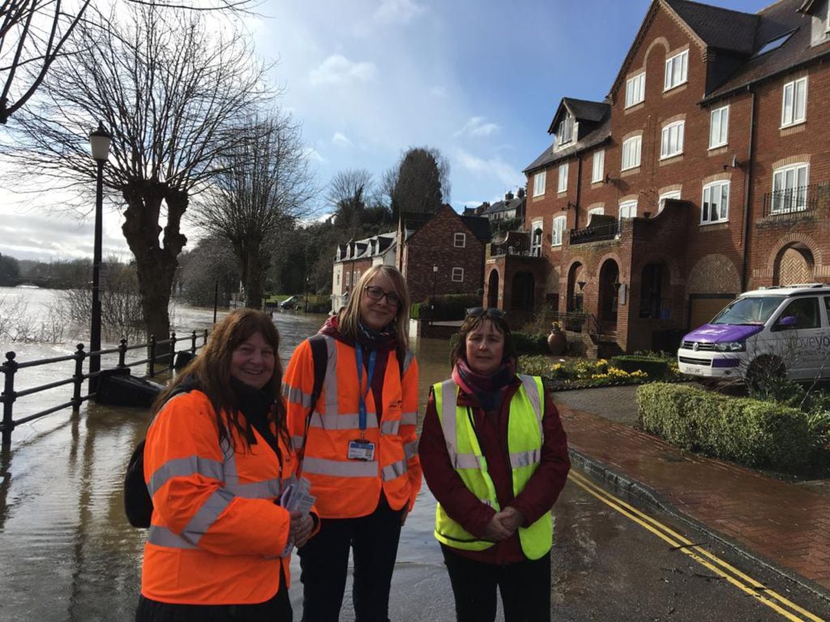 Shropshire Council officers and staff volunteers have been door knocking in Bridgnorth, Wharf Caravan Park and Coalport to give advice and information to residents and businesses who may be affected by flooding. Photo: Shropshire Council.
