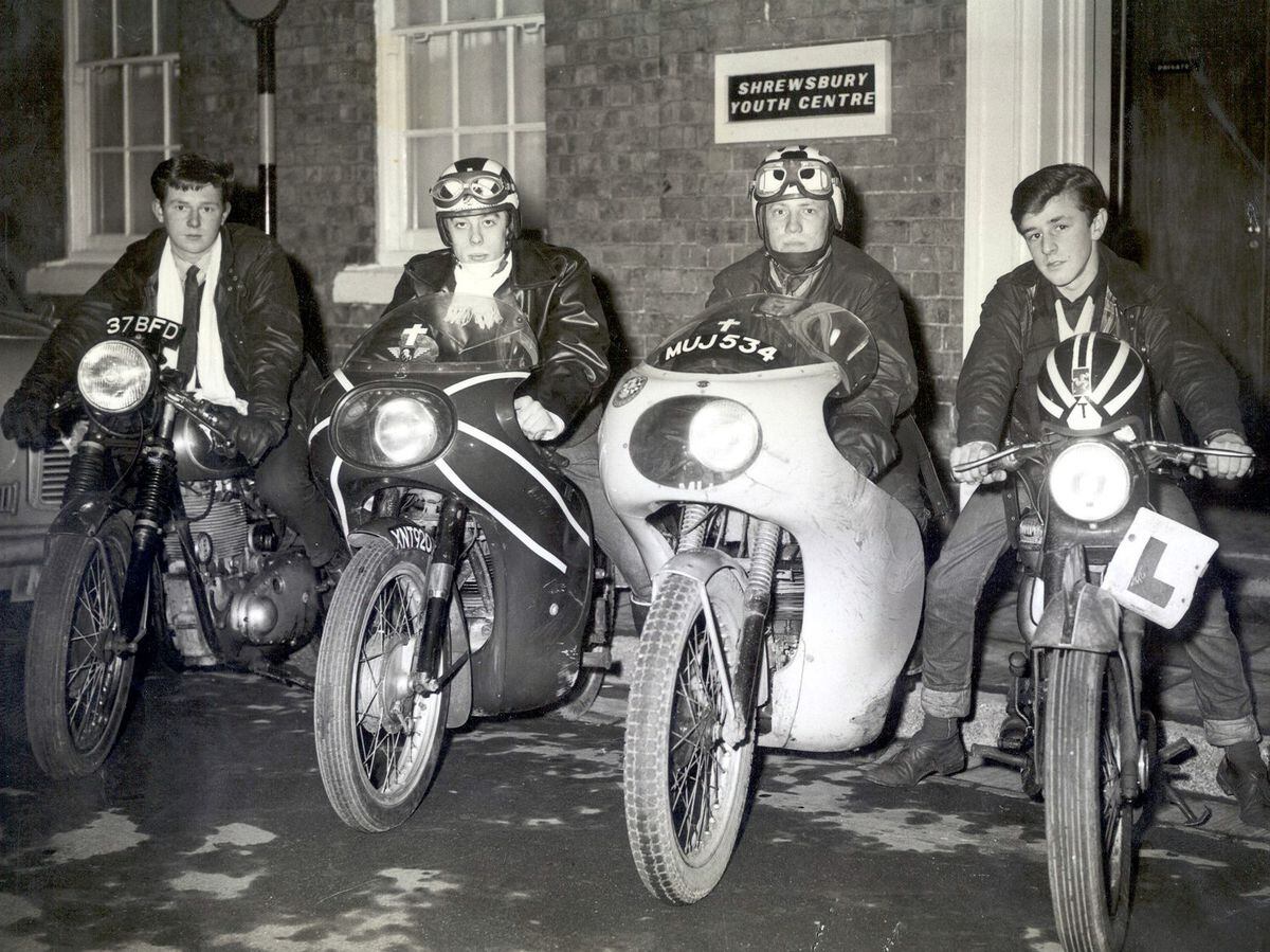 A line up of motorcycles outside the then Shrewsbury Youth Centre in 1963.