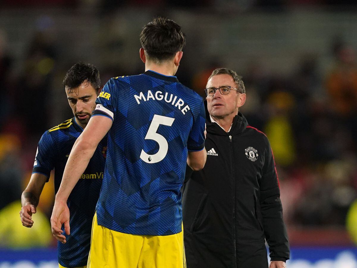 Ralf Rangnick, right, praised Harry Maguire