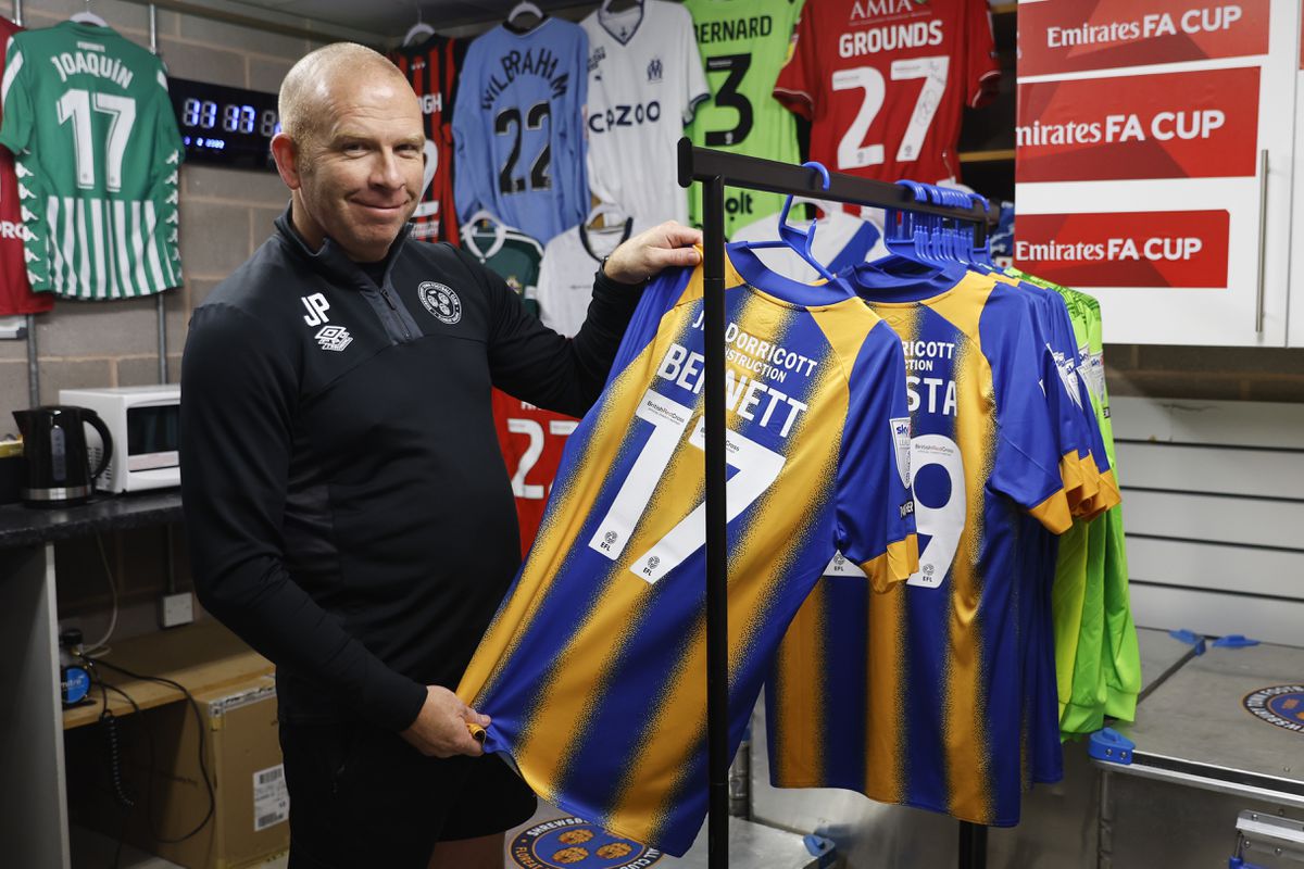 Jon Pearce, Shrewsbury Town kit manager in his kit room at the stadium...