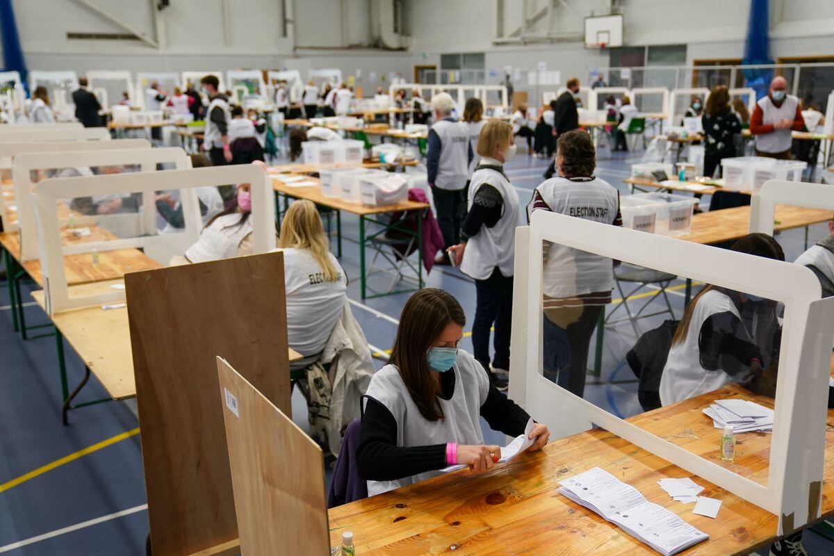 Votes are counted at Shrewsbury Sports Village