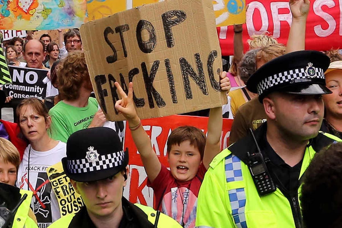 An anti-fracking demonstration in West Sussex