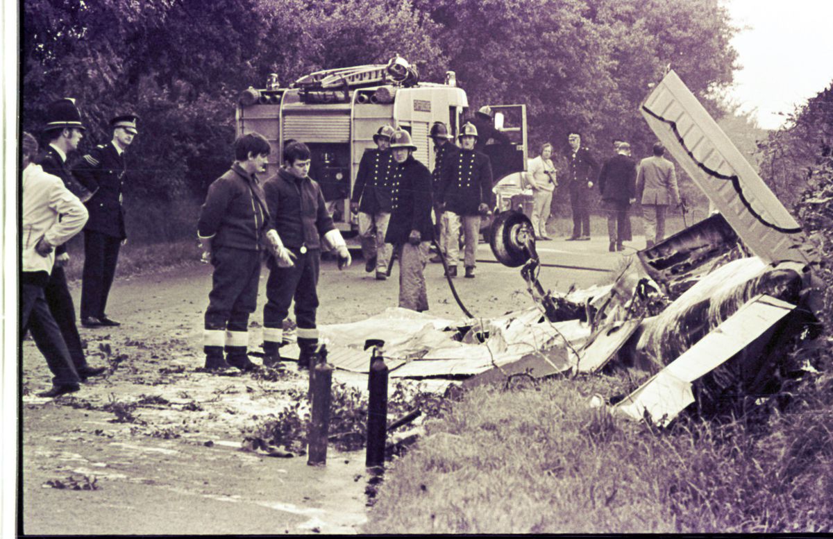 The aftermath of the Halfpenny Green air crash which claimed the life of Prince William of Gloucester and his co-pilot Vyrell Mitchell.  Picture: Ray Bradbury