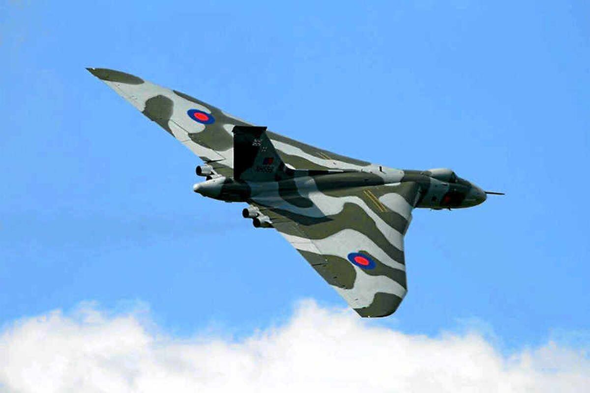 The Vulcan flies over Cosford. Picture: Bill Brookes.