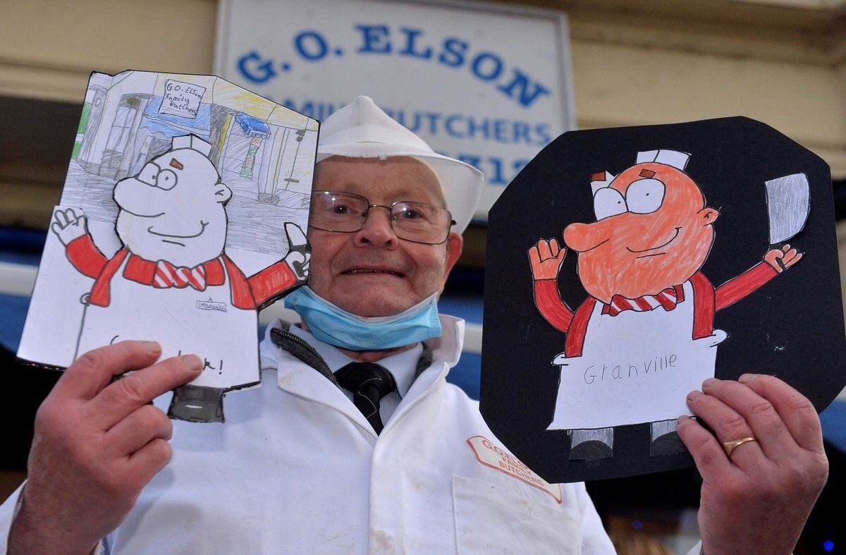 Butcher Granville Elson received cards on the day he retired