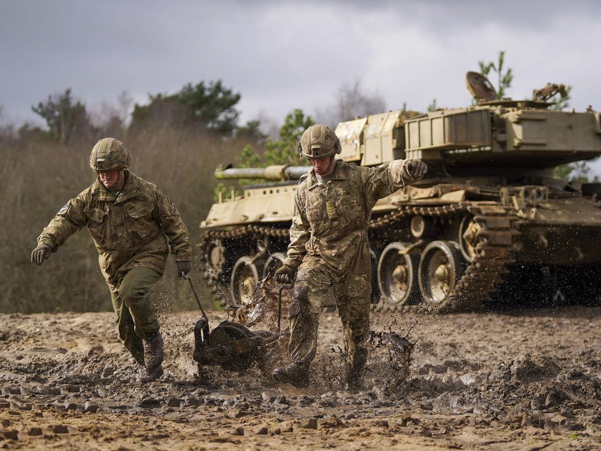 Army engineers take part in a training exercise at Longmoor Training Camp in Hampshire