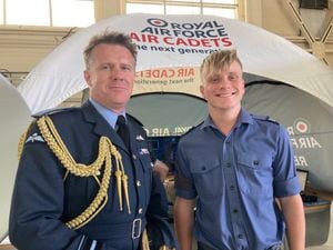 Air Vice-Marshal Simon Edwards with Air Cadet Kyron Brooks, 15, from Bridgnorth
