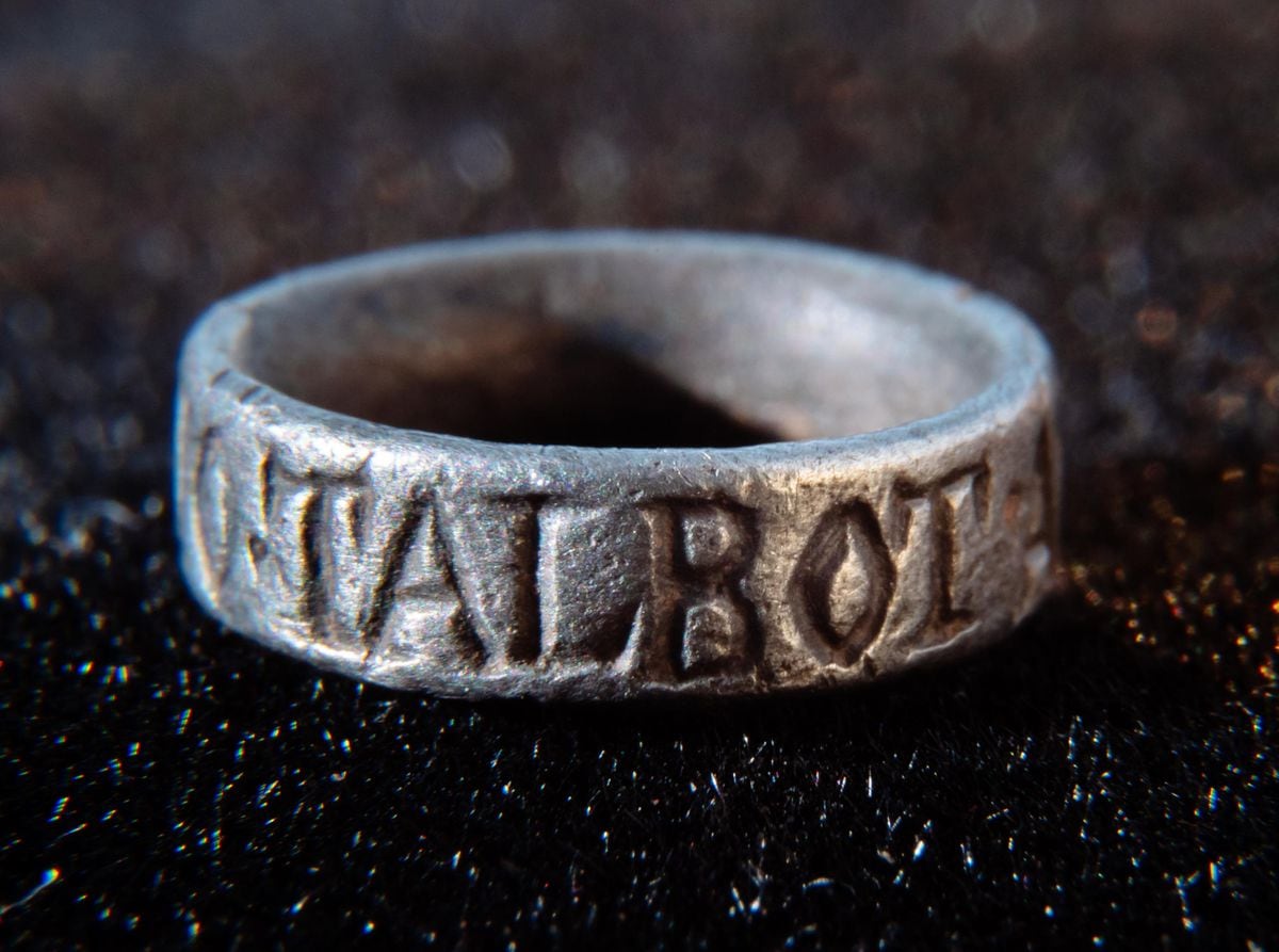 Cai Antoney has found a rare Elizabethan Hawking ring engraved to John Talbot of Grafton