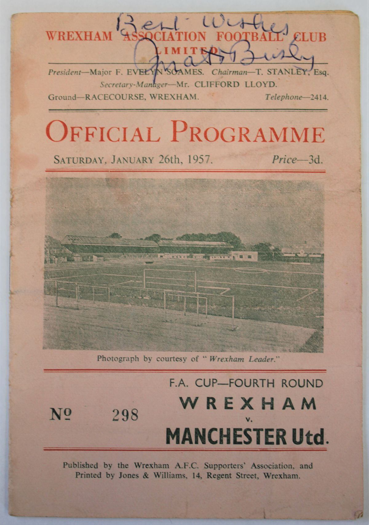 The signed programme sold for £650