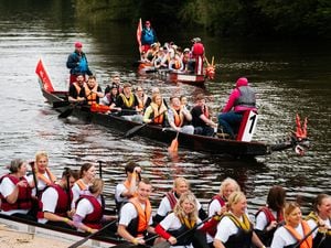 Action from this year's Dragon Boat Festival, which raised £65,000 for Severn Hospice.