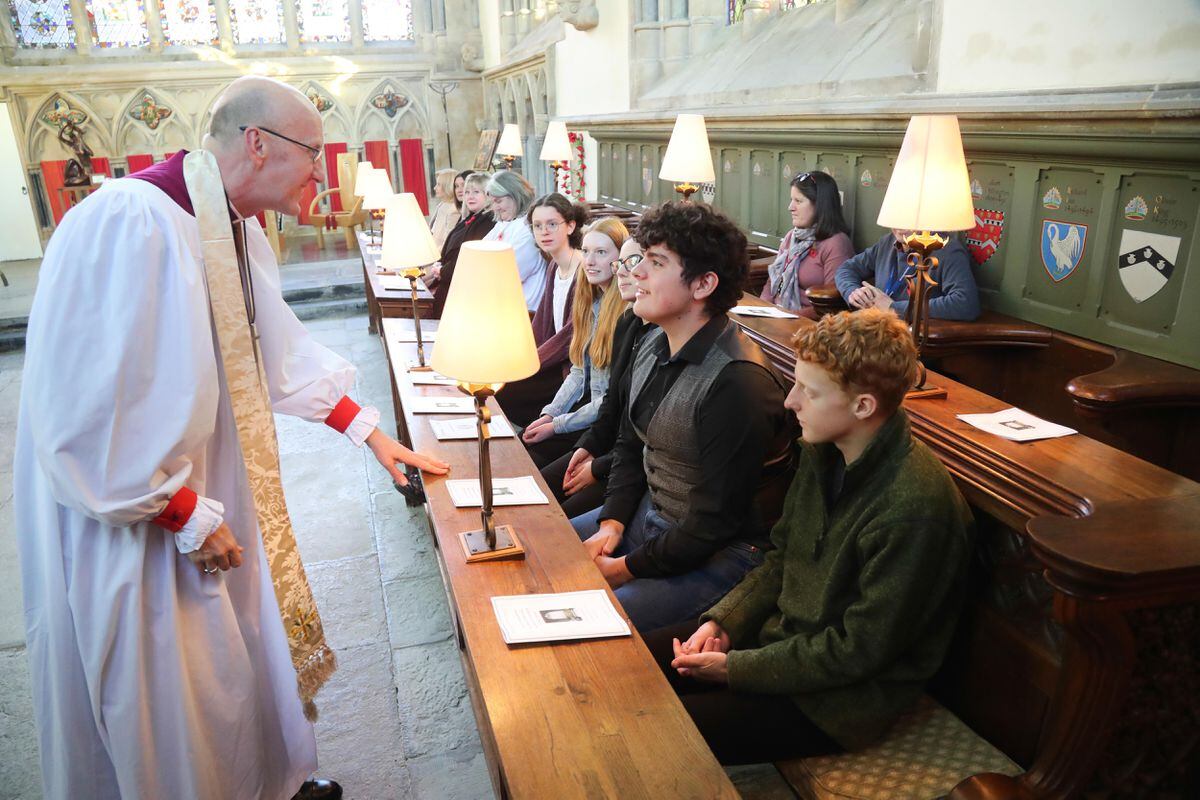Bishop Michael at an installation with young selectors. Photo by Jason Bryant