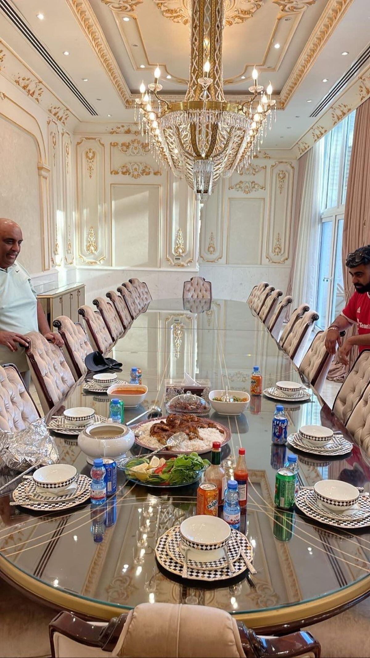 The Qatari millionaire invited the guys to his mansion to eat lunch with him