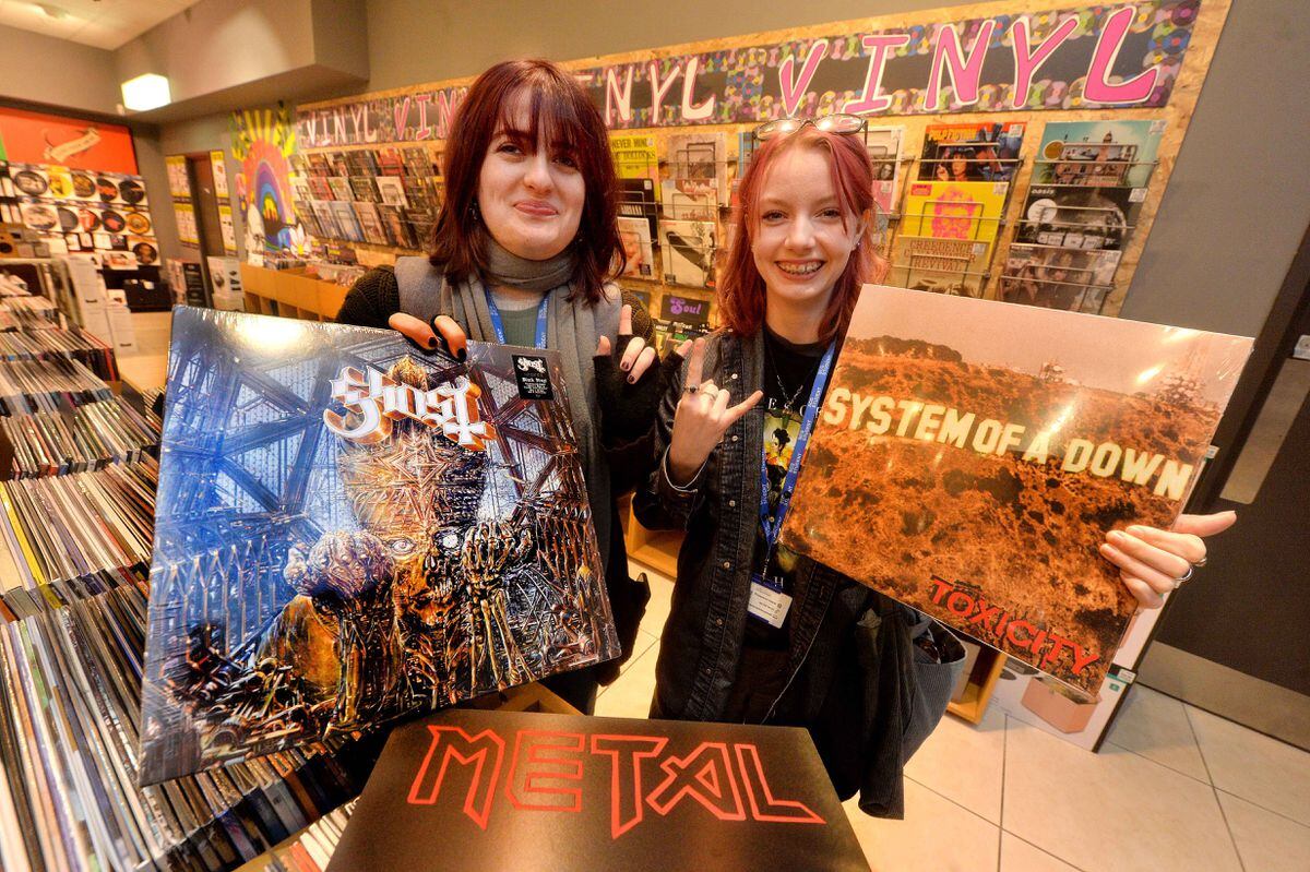 Metal fans Amy Morgan, 16, and Morwenna Burn, 17, from Welshpool