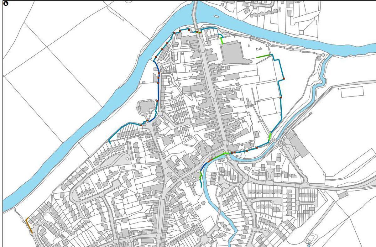 Environment Agency flood prevention map for Tenbury Wellls