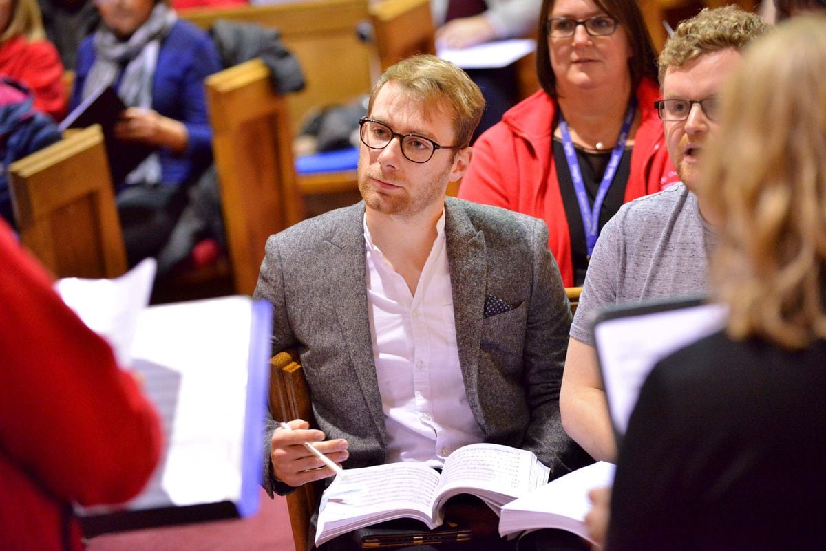 Ryan Sace, of The Wrekin & Telford Singers at the Children of Eden musical rehearsals 