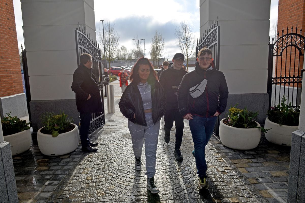 Shoppers arrive at the newly-opened designer outlet at Cannock