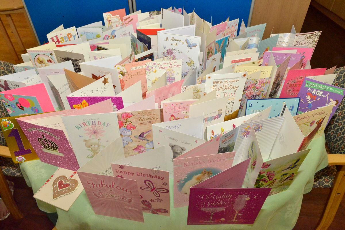 Gladys received 95 cards from around the world