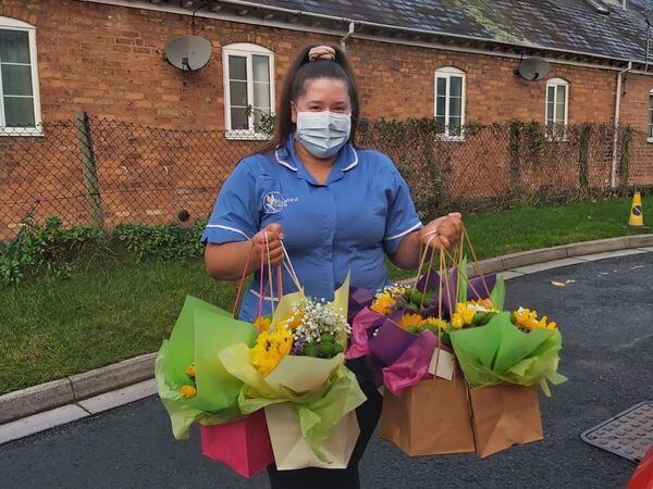 Bluebird Care Shropshire donated flowers across Shropshire