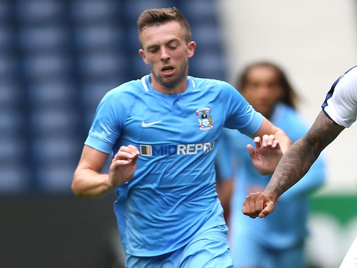 Coventry City's Jordan Shipley, left, is set to complete a move to Shrewsbury Town.