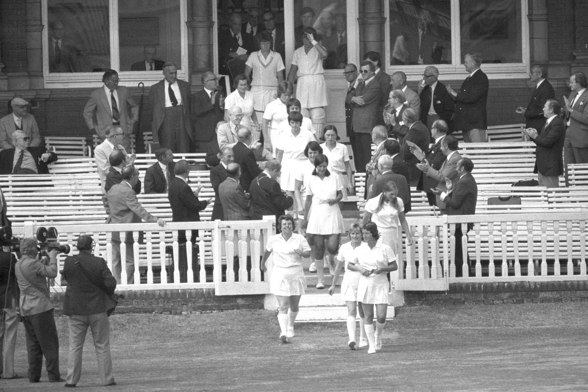 Rachael Heyhoe Flint (right) became the first captain to lead an England women's team onto the field at Lord's in a One Day International against Australia in 1976