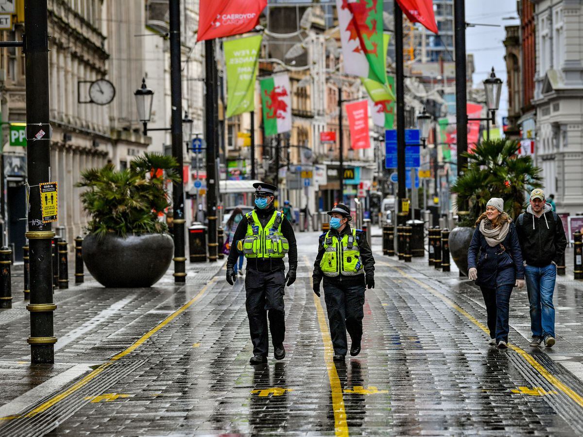 Police patrolling Cardiff city centre (Ben Birchall/PA)