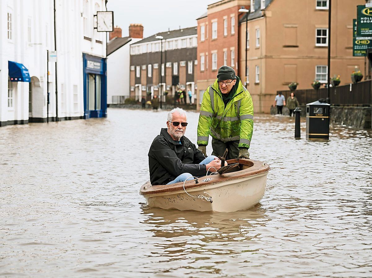 Flooding in Coleham, Shrewsbury, last year