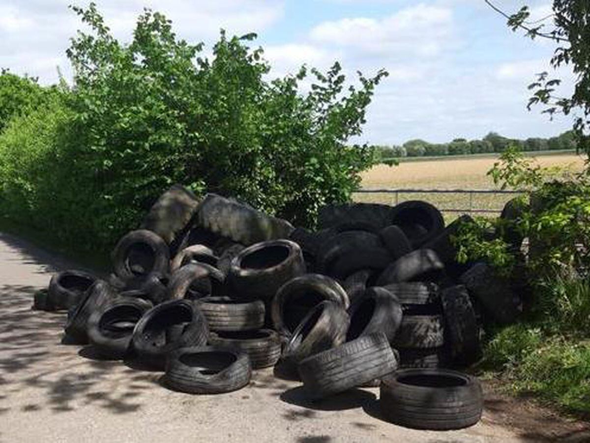 Police are investigating after the tyres were dumped.