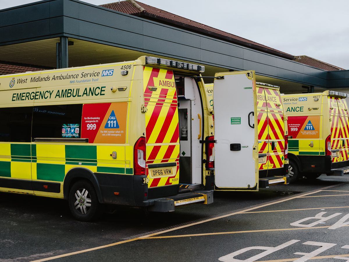Ambulances outside the emergency department at Telford's Princess Royal Hospital
