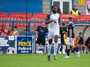 Nathan Blissett (16) (AFC Telford United Striker) coming on replacing Prince Ekpolo (14) (AFC Telford United Midfielder)(Pic: Kieren Griffin Photography).