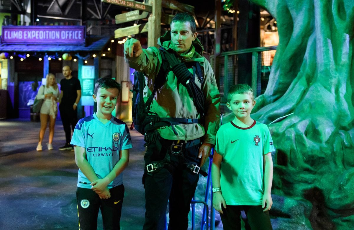 Bear Grylls surprises guests by pretending to be a wax figure