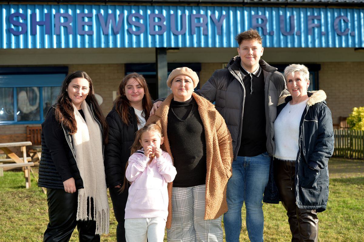 Dylan's family and friends, from left: Izzy, Livi and Louise Price; Joey McCoy, Betty Sayce; and, front, Azaylia Price, five