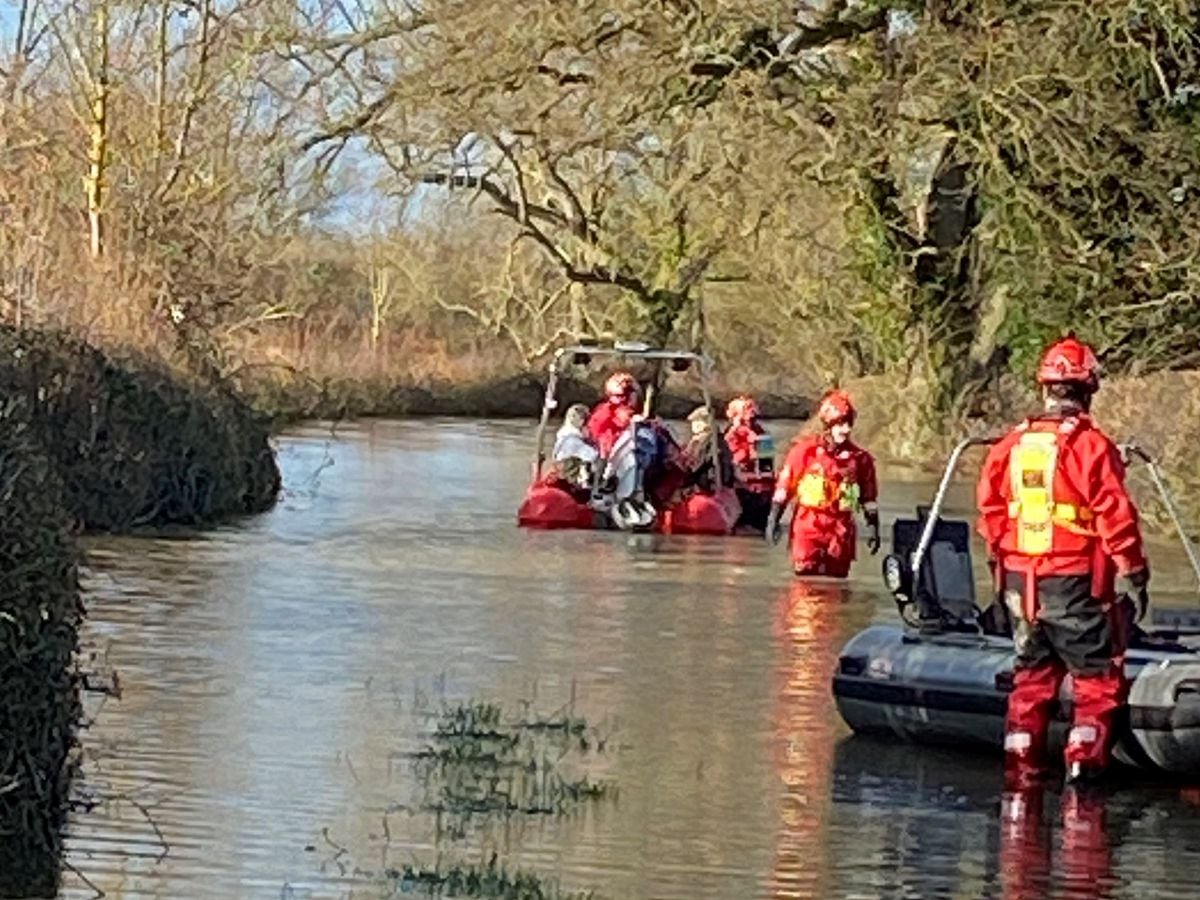 Villagers had to be rescued by a specilist boat team in Melverley
