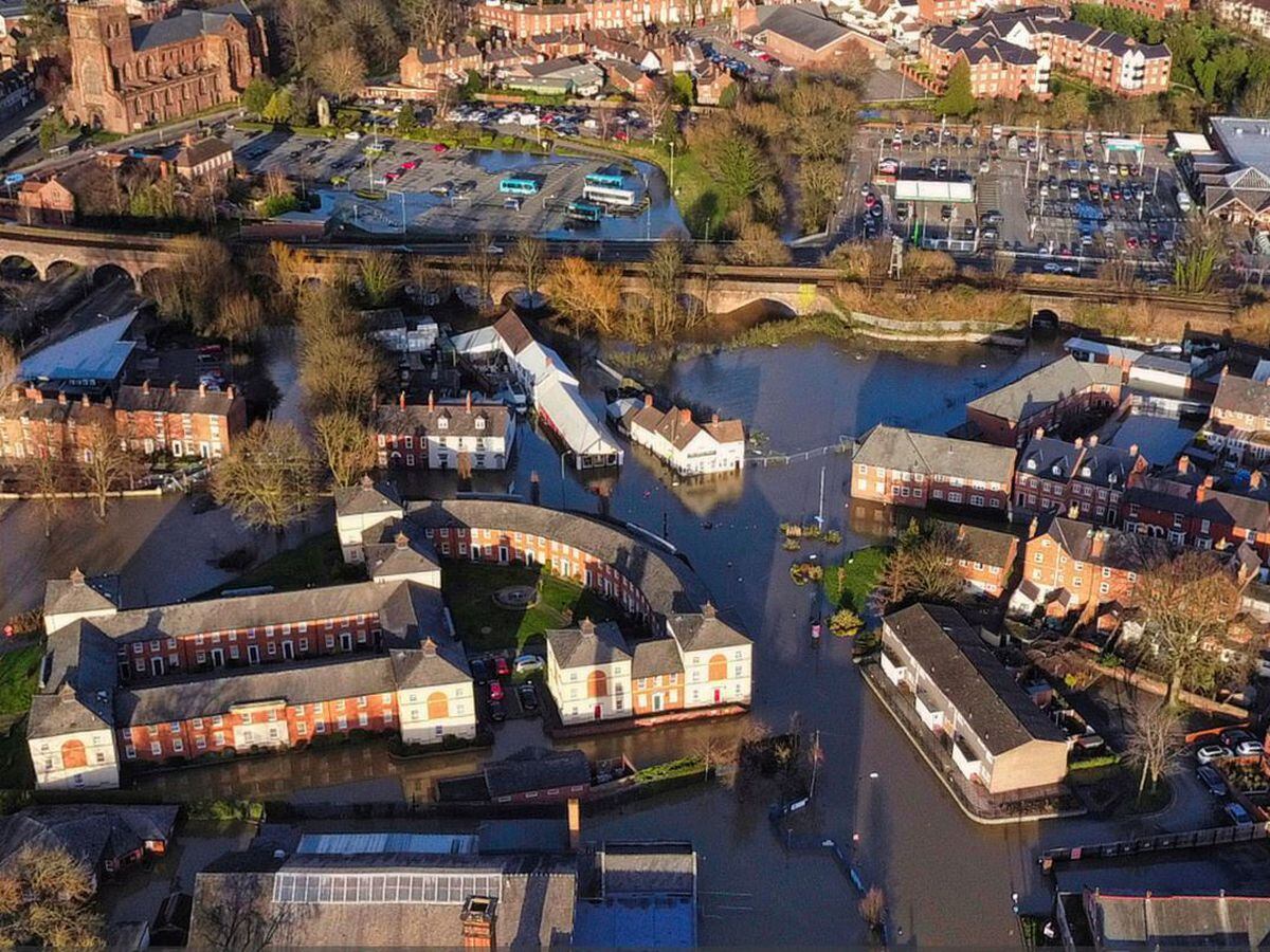 Flooding in Coleham, Shrewsbury. Photo: Paul Ebrey 