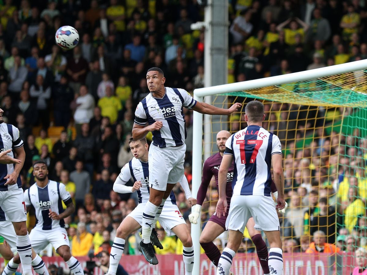 Jake Livermore of West Bromwich Albion heads the pal clear of danger during the Sky Bet Championship between Norwich City and West Bromwich Albion at Carrow Road on September 17, 2022 in Norwich, United Kingdom. (Photo by Adam Fradgley/West Bromwich Albion FC via Getty Images).