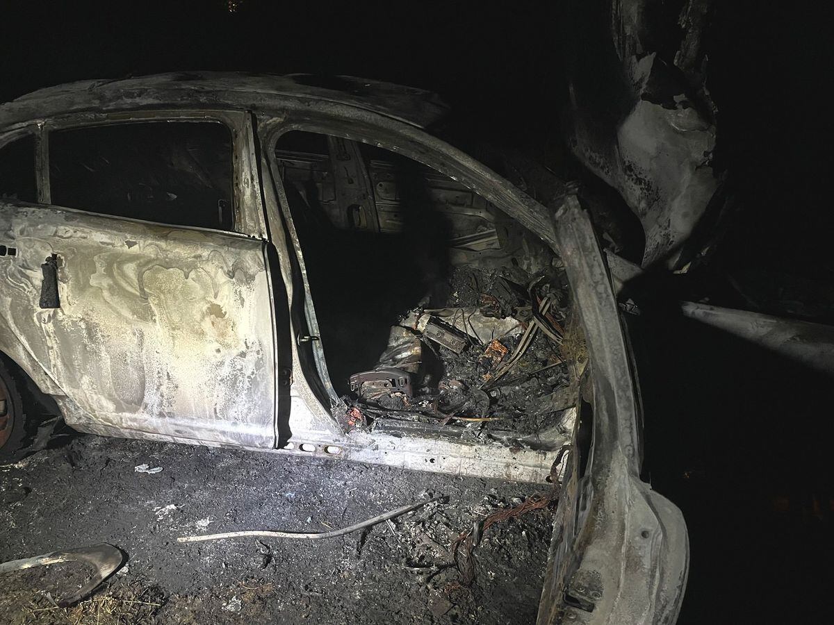 The burnt out car after the fire. Photo: @SFRS_MDrayton