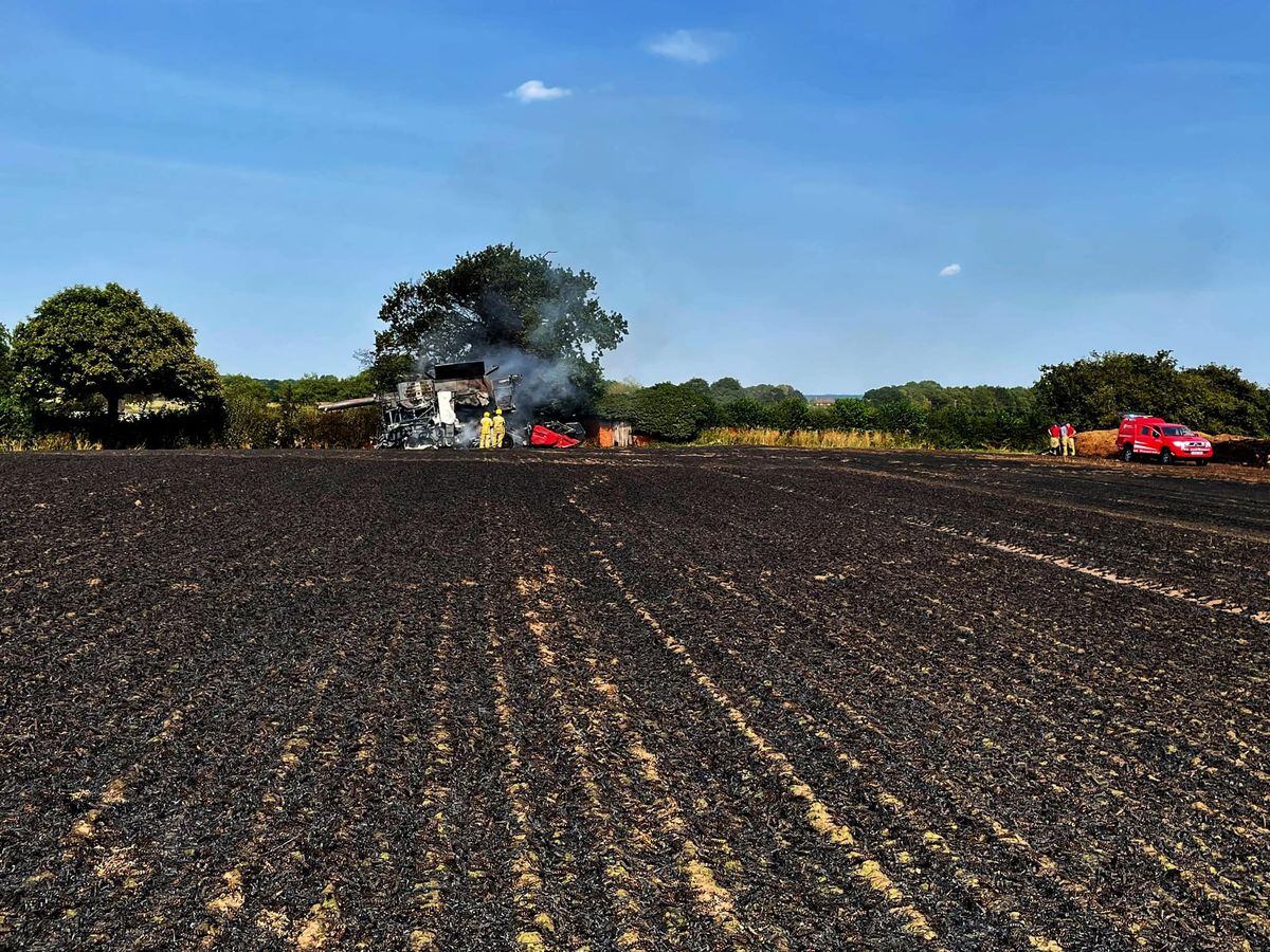 The fire at the field in Hodnet. Picture: Market Drayton Fire Station
